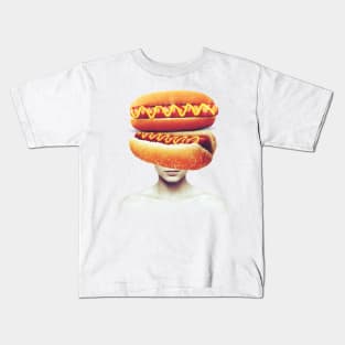 Hotdog head portrait Kids T-Shirt